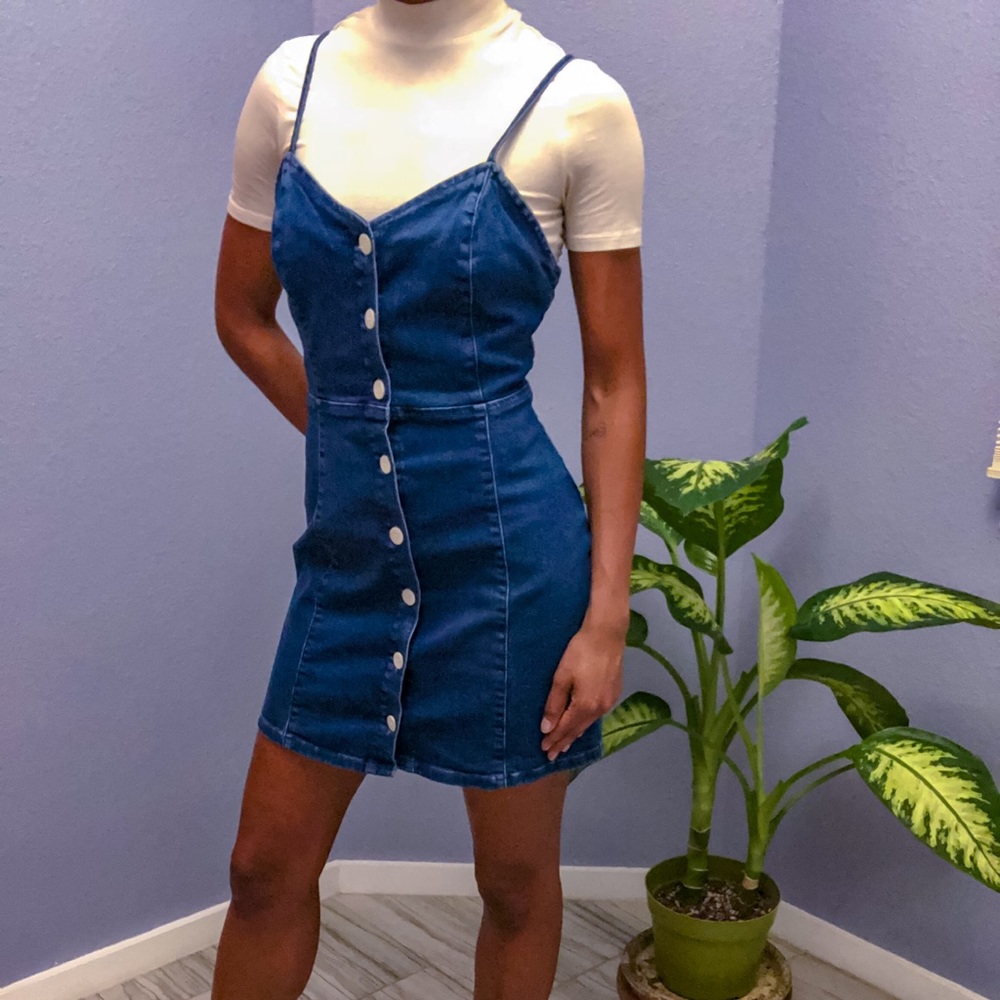 Denim Zara Mini Dress w/ spaghetti straps